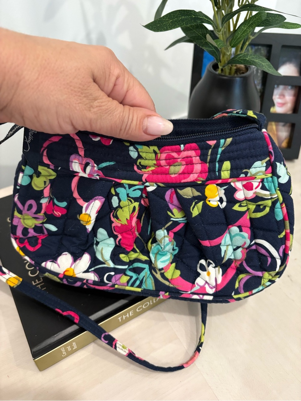 Vera Bradley Navy Quilted Floral Shoulder Bag - Picture 7 of 7